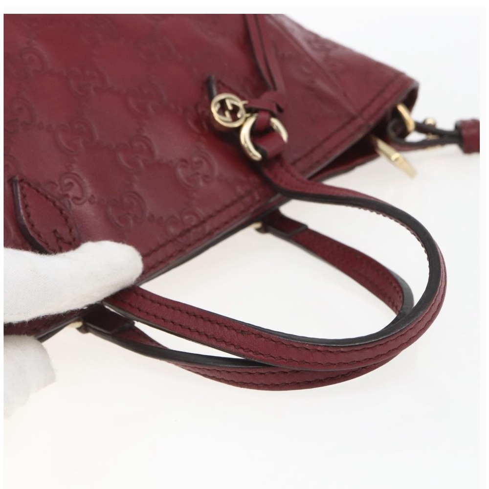 GUCCI Microguccissima Bree Tote Bordeaux Red Leather Handbag Authenticated - Picture 8 of 16